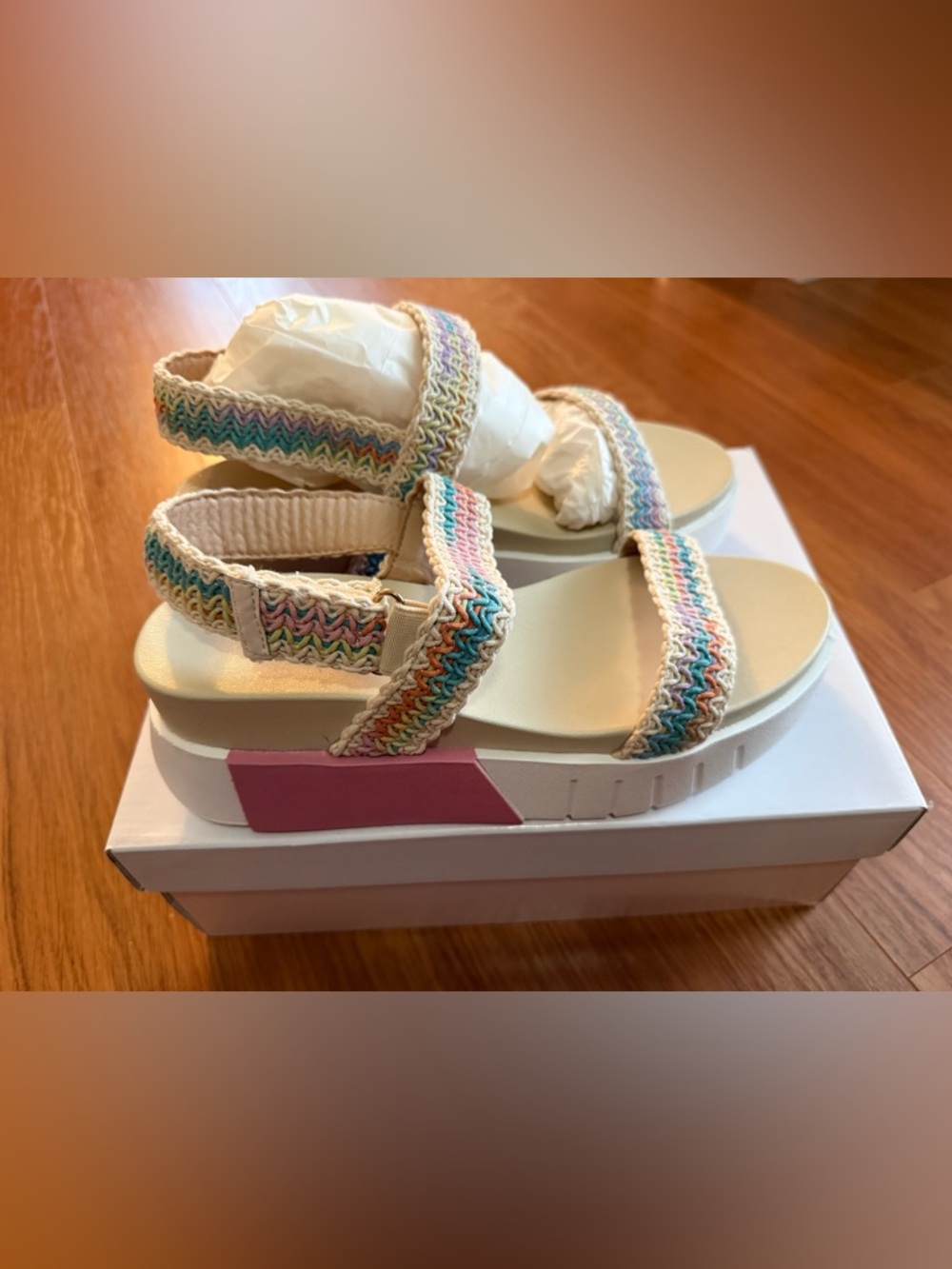 Chinese Laundry Multicolor Woven Strap Platform Sandals